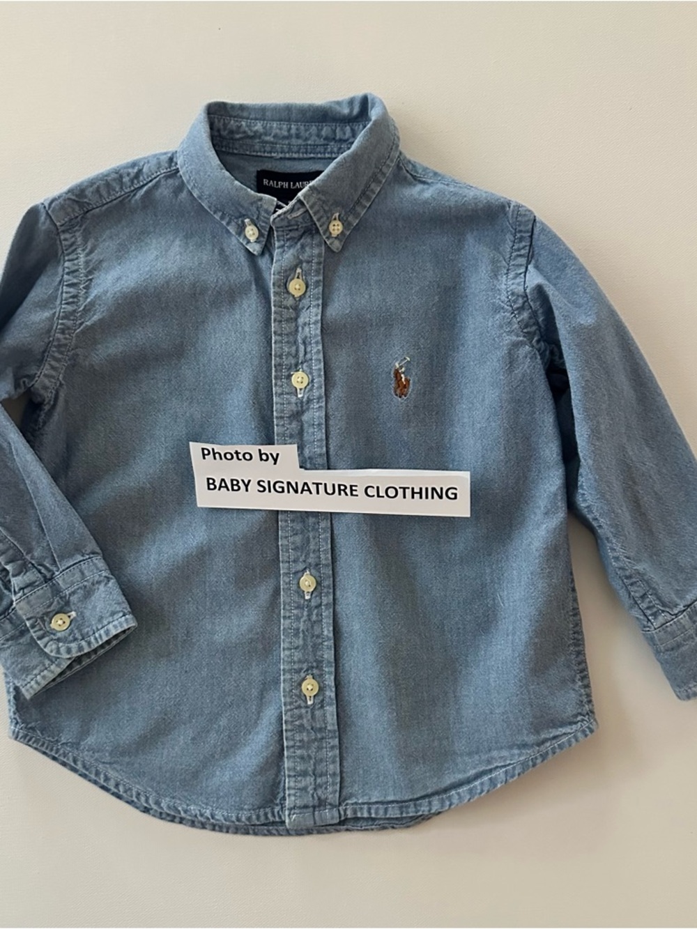 Ralph Lauren 2T Toddler Boy Light Blue Denim-Style Button-Down Shirt